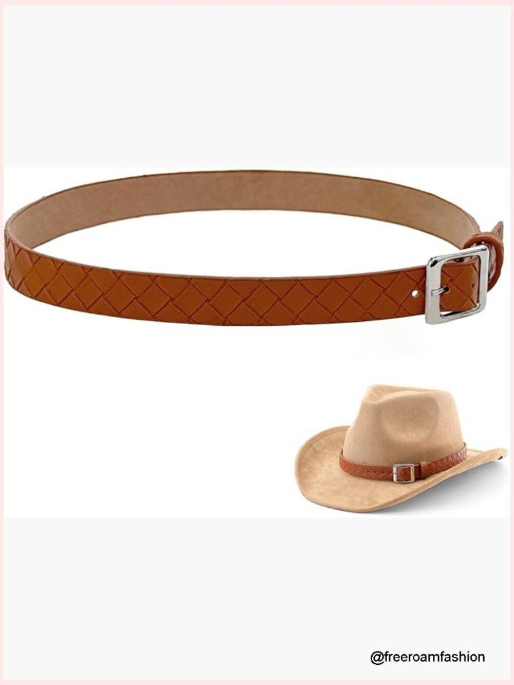 Faux Leather Cowboy Hat Band Adjustable Belt for Western Fedora Hats